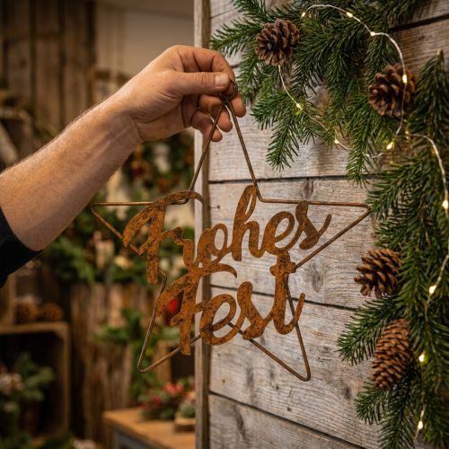 Schriftzug Weihnachtsdeko Stern Frohes Fest 40cm | Floristik21.de