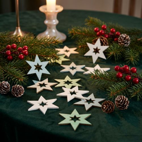 Holzsterne Deko Streudeko Weihnachten Grün H4cm 72 St | Floristik21.de