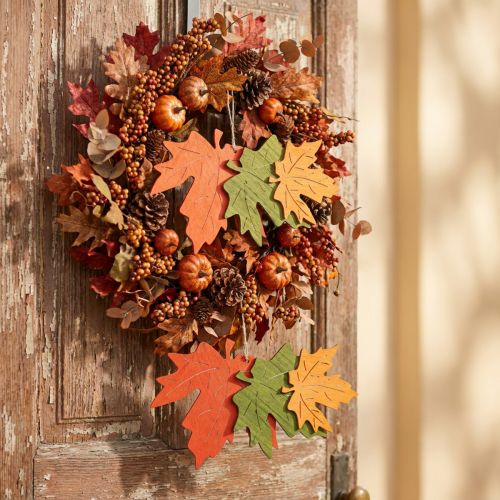 Herbst Deko Anhänger Holz Laubblätter Ahornblatt 22cm 4St | Floristik21.de