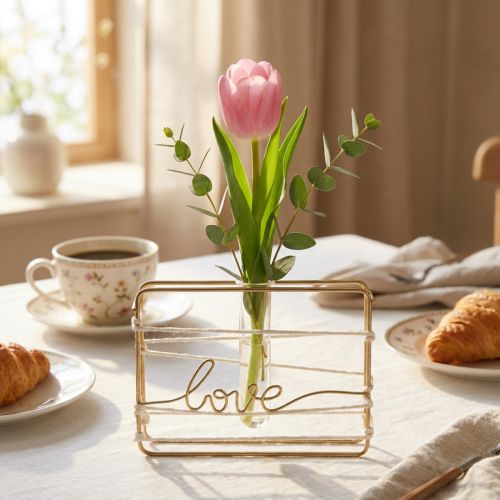 Reagenzglashalter Metall Vase 11,5cm Gold