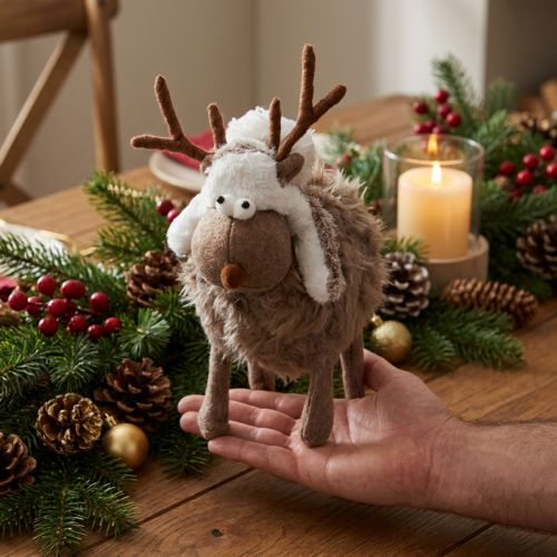 Rentier Tischdeko Weihnachten 23cm Dekofigur