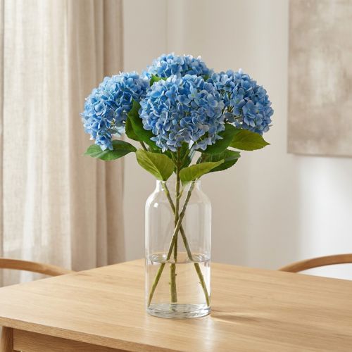 Kunstblumen Deko Hortensie künstlich Blau 69cm | Floristik21.de
