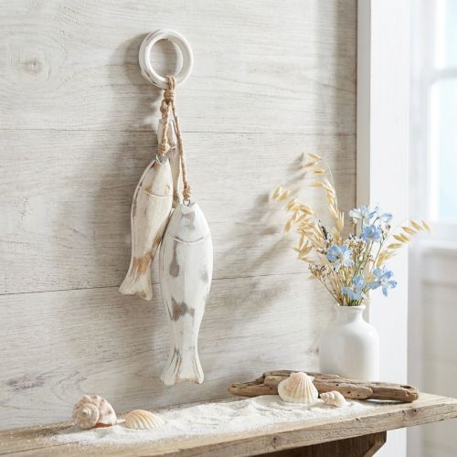 Fische aus Mangoholz zum Hängen Shabby Chic 19,5/15,5/10cm | Floristik21.de
