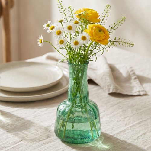 Artikel Mini Vase Glas Glasvase Blumenvase Grün Ø8,5cm H15cm