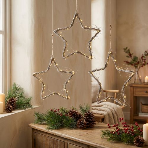 Weihnachtsdeko Stern Weiß gewaschen Sterne zum Aufhängen Ulme 30cm 4St | Floristik21.de