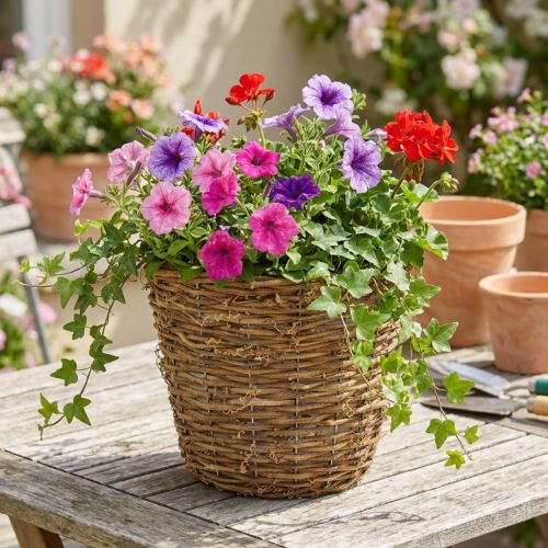 Pflanzkorb aus Rebe Ø25cm H22,5cm Natur Übertopf | Floristik21.de