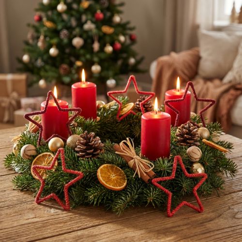 Sterne für Adventskranz Weihnachtsdeko Jute Rot 15cm 8 St | Floristik21.de