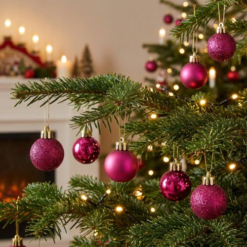 Mini Christbaumkugeln Pink Bruchfest Ø3cm H3,5cm 14 St | Floristik21.de