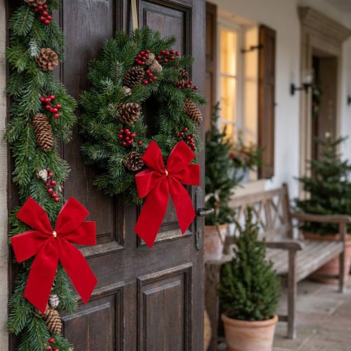Dekoschleife Rot Samtschleife 4cm breit Weihnachtsschleife für draußen 15×18cm 2St | Floristik21.de