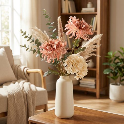 Künstliche Chrysantheme Rosa Lachs Ø13cm L72cm 2St