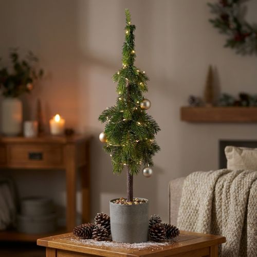 Artikel Mini-Weihnachtsbaum im Topf, Künstliche Zipfeltanne 70cm mit Deko-Steinen, ideal für Festtagsdeko
