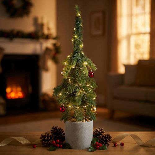 Zipfeltanne Künstlich im Topf - Grüne Weihnachtsbaum-Dekoration 55cm | Floristik21.de