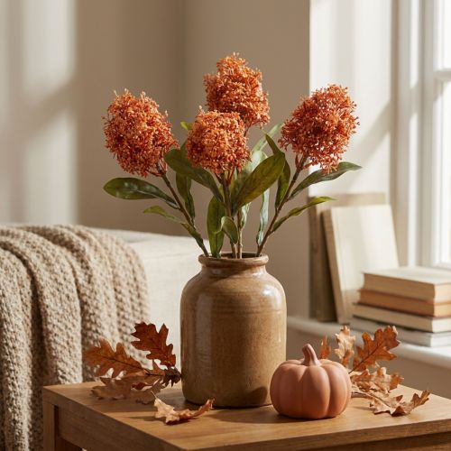 Skimmie Skimmia Japonica Kunstblumen Orange Dry Look L59cm 3St | Floristik21.de
