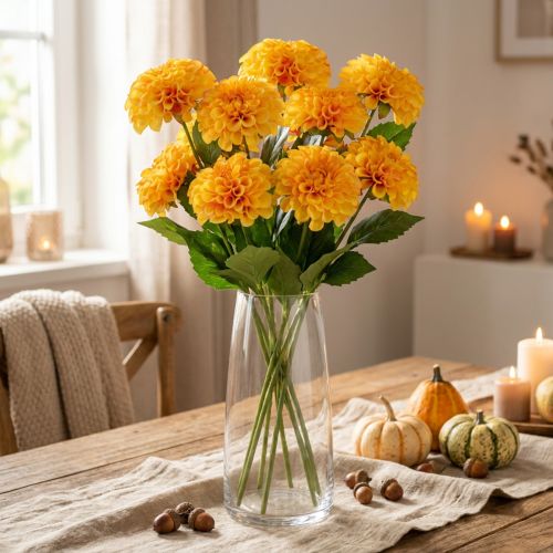 Kunstblumen Deko Dahlien künstlich Gelb Orange 50cm | Floristik21.de