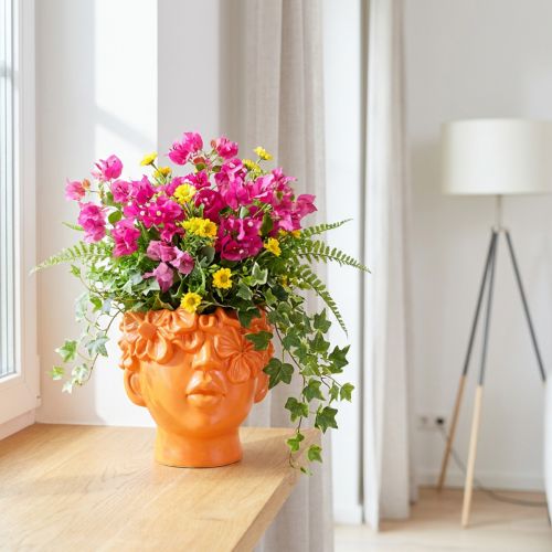 Pflanzkopf Übertopf Orange Büste Dekorativ Modern 13,5×13×14cm | Floristik21.de
