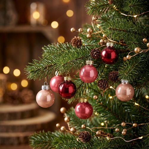 Weihnachtskugeln Glas 3cm Rot/Rosa 22 Stück | Floristik21.de