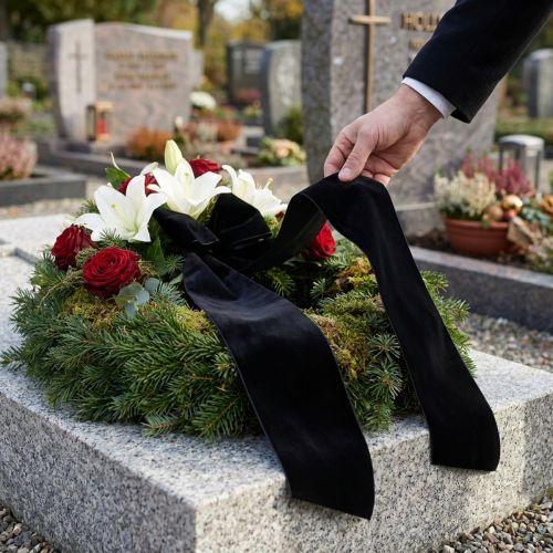 Trauerband Veloursband Band Schwarz Breite 100mm 8m | Floristik21.de