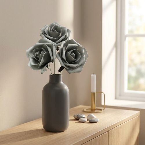 Foam Rose Grau Ø15cm 4 St | Floristik21.de