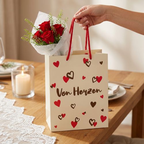 Artikel Geschenktüte mit Henkeln Von Herzen Papier 18×10×23cm 2St
