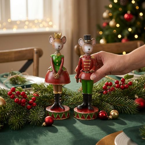 Weihnachtsmaus Figuren Set Rotgrün 14,5 cm – Charmante Weihnachtsdekoration | Floristik21.de