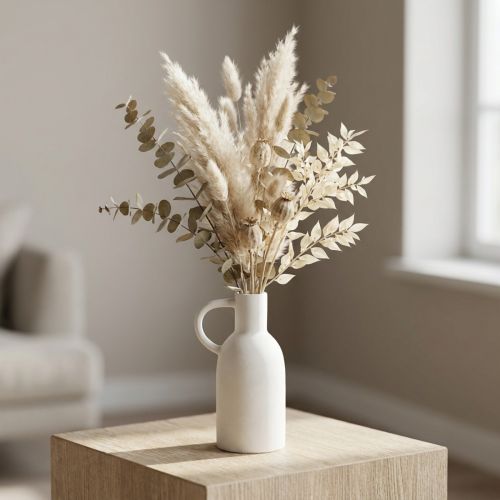 Artikel Keramikvase Weiß für Trockendeko Vase mit Henkel Ø9cm H21cm