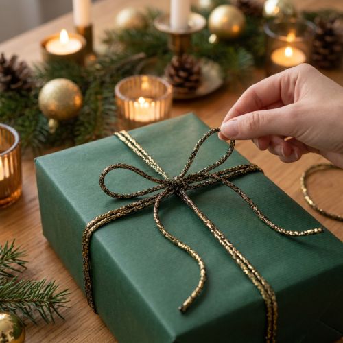 Artikel Kordel aus Polyester 3 mm 20 m Schwarz-Gold für Geschenkverpackung und Dekoration