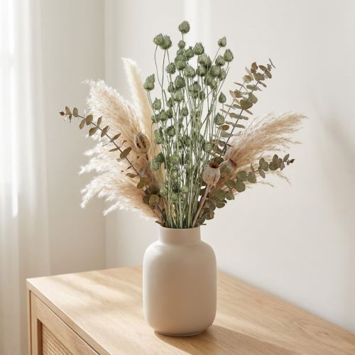 Erdbeerdisteln Metallic Grün, Effektvolle Trockenblumen-Deko, L55cm Ø1-2cm | Floristik21.de