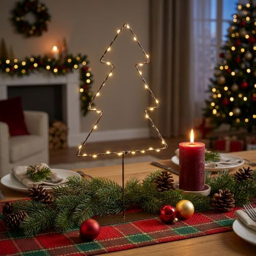 Artikel LED Weihnachtsbaum aus Metall, batteriebetrieben, 47 cm, schwarz, Innenbereich