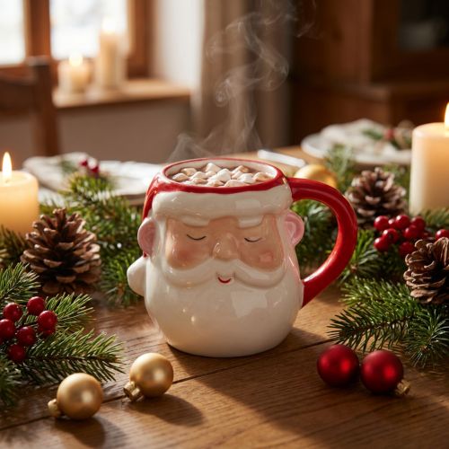 Weihnachtstasse Weihnachtsmann Tasse Weihnachten H10,5cm | Floristik21.de