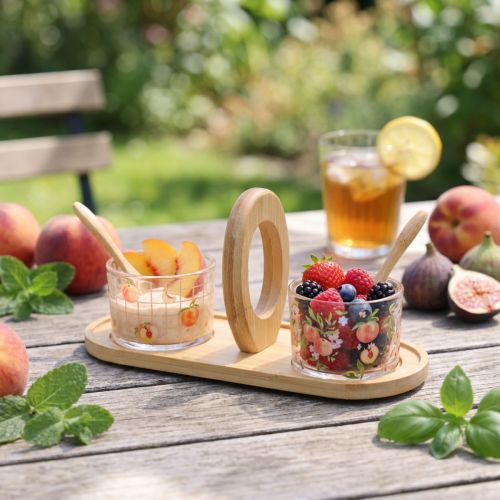 Artikel Tapas Set Pfirsich Tischdeko Sommer 23×9×10,5cm inkl. Holztablett & Löffel