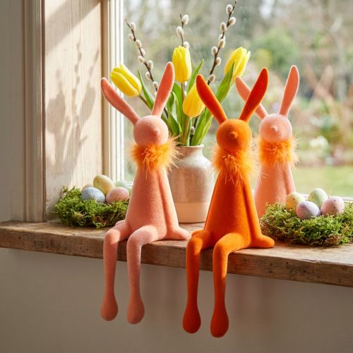 Artikel Deko Osterhasen Kantenhocker 36cm in Lachs und Orange – Frühlingshafte Osterdeko zum Hinstellen