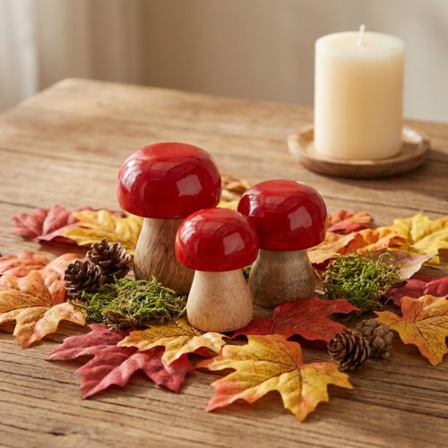 Artikel Deko Pilze Rot Holz Tischdeko Advent Dekoration 6er-Set