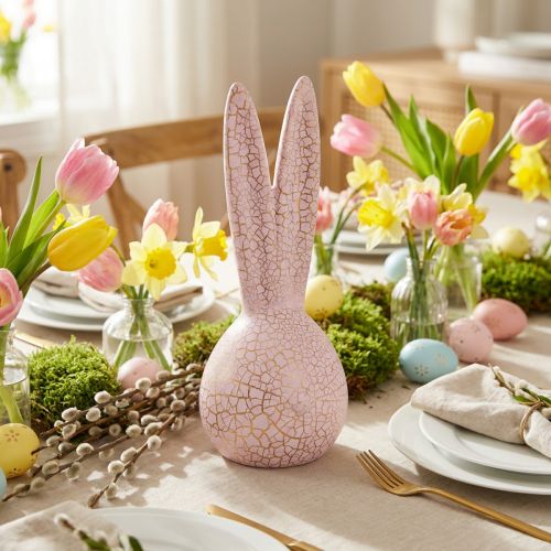 Artikel Hasenkopf Deko Ostern Rosa Gold Keramik Vintage 10x11x28cm Shabby Chic