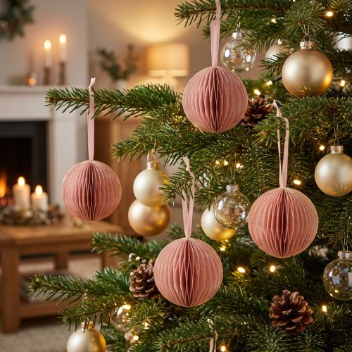Wabenkugel Weihnachten Apricot Rosa 7cm 4 Stk Deko | Floristik21.de