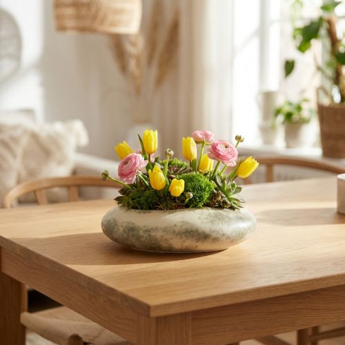 Artikel Ovale Keramik-Dekoschale Creme Graugrün – Vielseitig und Stilvoll für stilbewusste Dekoration 19×14×5cm