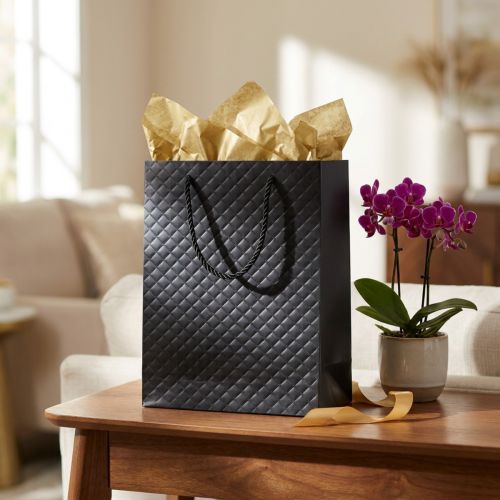 Exklusive schwarze Geschenktasche 18×10×23cm – Luxuriöse Geschenkverpackung | Floristik21.de