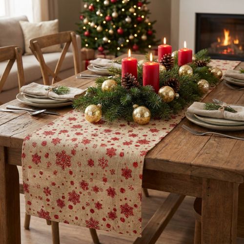 Tischläufer Weihnachten Tischband Schneeflocken 48×450cm | Floristik21.de