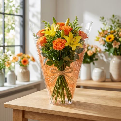 Blumentüte Jute-Muster Orange L40cm B12-30 50 St | Floristik21.de