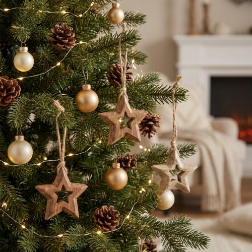 Holzanhänger Holzsterne Natur Christbaumschmuck Ø4,5cm 8 St | Floristik21.de