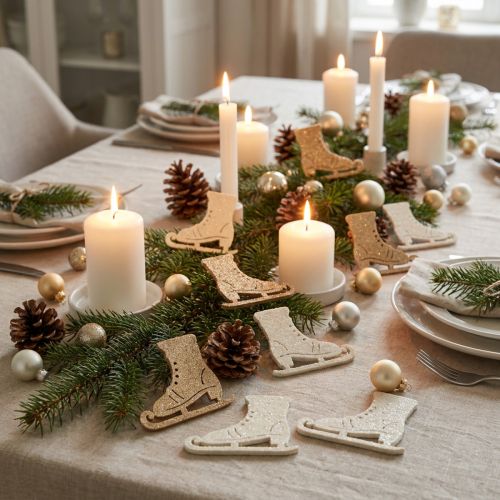 Streudeko Winterdeko Holz Schlittschuh Glitter 4x3,5cm 72 St | Floristik21.de