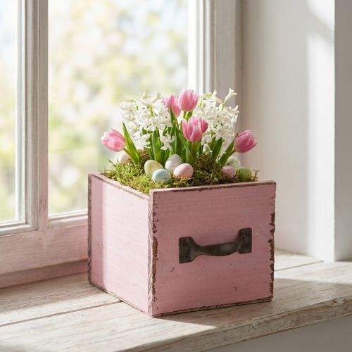 Pflanzschublade Holz Deko Pflanzkasten Rosa 12,5cm | Floristik21.de