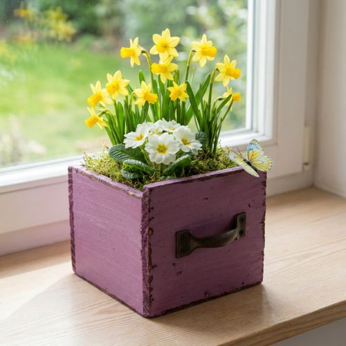 Pflanzschublade Holz Deko Pflanzkasten Lila 12,5cm | Floristik21.de