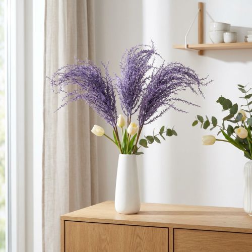 Kunstpflanzen Lila Trockengras Künstlich Beflockt 62cm 3St | Floristik21.de
