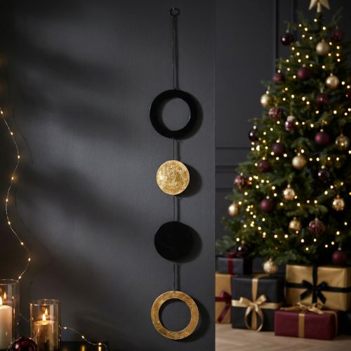 Metall-Hängedekoration mit Ringen und Scheiben 125cm für Innenräume | Floristik21.de