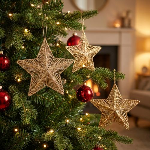 Christbaumschmuck, Adventsdeko, Stern-Anhänger Golden B20,5cm 6 St | Floristik21.de