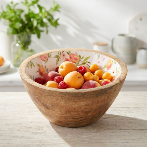 Mangoholz Deko Schale Ø12,5cm mit Pfirsich-Motiv