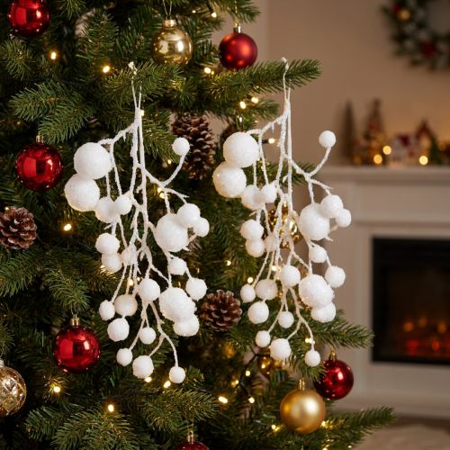 Funkelnde Schneeflocken-Dekozweige mit Glitzer – 30cm, 2er Set für Weihnachtsdeko | Floristik21.de