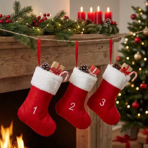 Adventskalender Befüllen Filz Stiefel Rot Weiß 155cm Weihnachten | Floristik21.de