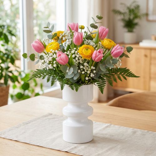 Artikel Metall Blumenvase Creme Weiß Ø9cm H17,5cm Dekoration Event