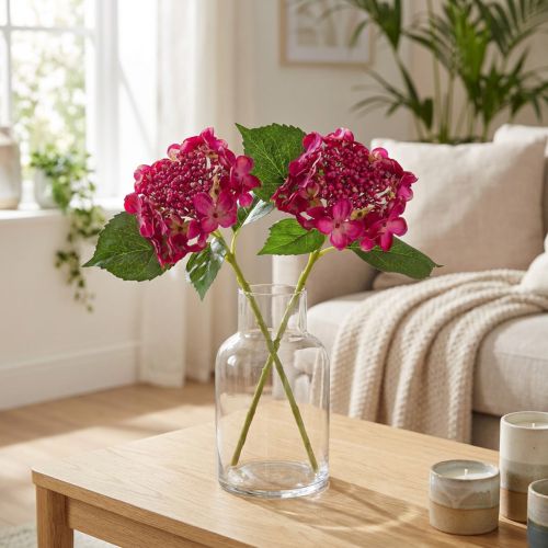 Künstliche Hortensienzweige Pink Blumendeko 43cm 2St | Floristik21.de